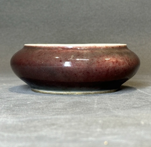 古玩陶瓷豇豆紅釉鏜鑼洗真品鑒賞圖