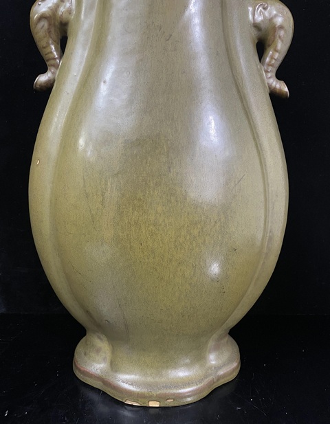古玩陶瓷茶葉末釉雙象耳海棠瓶拍賣，當前價格18888元