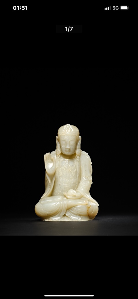古玩玉器和田玉雕佛坐像真品鑒賞圖