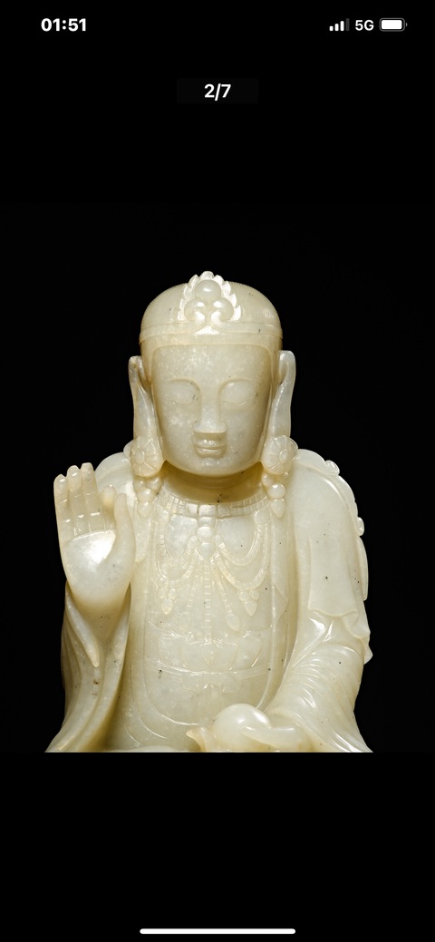 古玩玉器和田玉雕佛坐像真品鑒賞圖