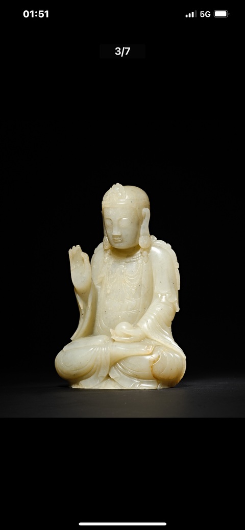 古玩玉器和田玉雕佛坐像真品鑒賞圖