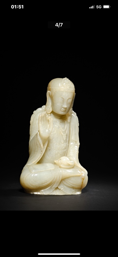 古玩玉器和田玉雕佛坐像真品鑒賞圖