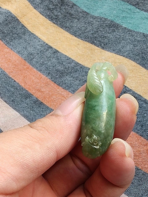 古玩玉器老翡翠福瓜真品鑒賞圖