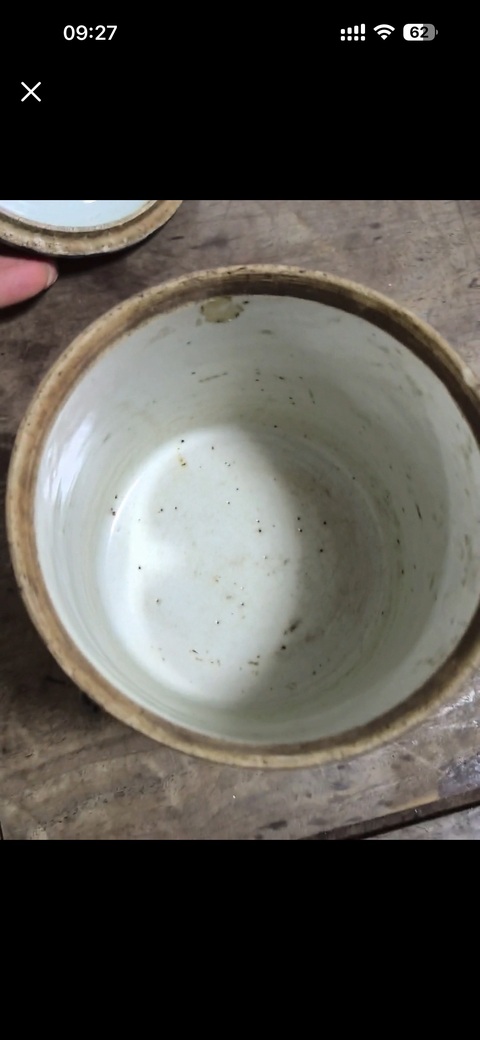 古玩陶瓷青花留白花卉紋蓋罐真品鑒賞圖