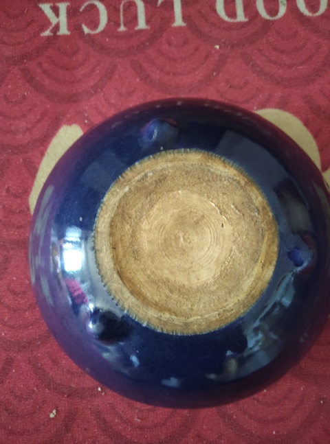古玩陶瓷霽藍釉三乳足缽式香爐真品鑒賞圖