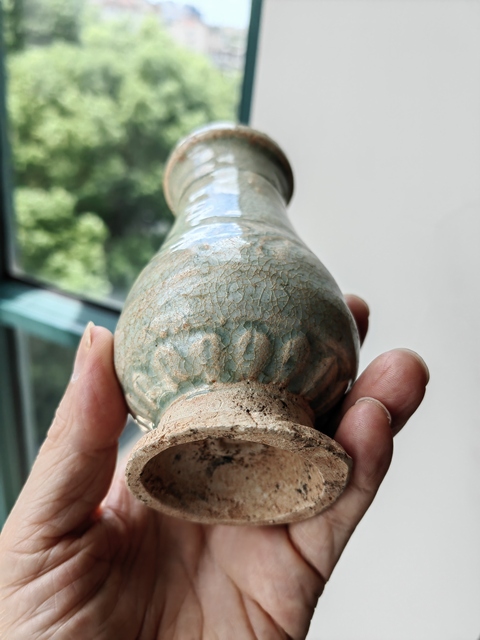 古玩陶瓷云市窯青白釉花卉紋箸瓶真品鑒賞圖