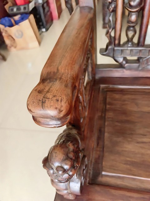 古玩雜項巴西花梨木雕刻制作太師椅真品鑒賞圖