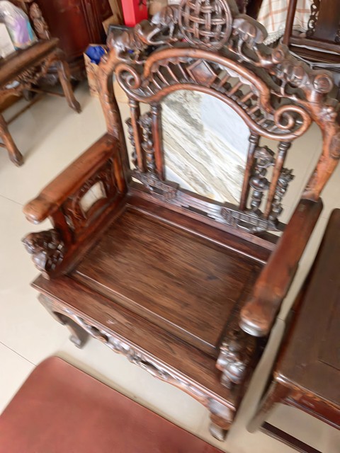 古玩雜項巴西花梨木雕刻制作太師椅真品鑒賞圖