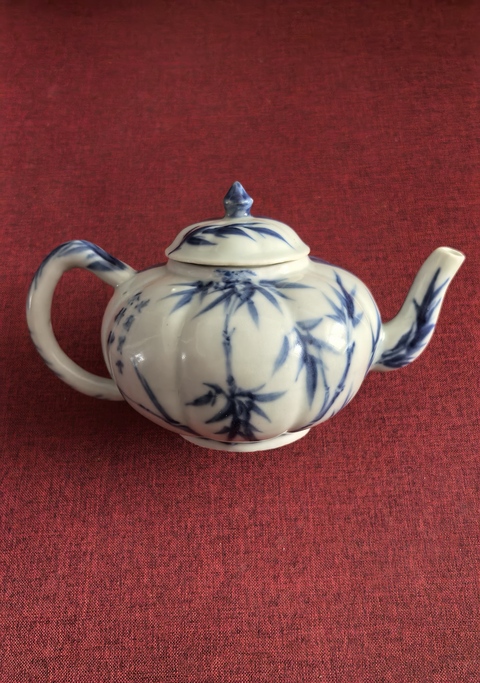 古玩陶瓷青花竹報平安詩文茶壺真品鑒賞圖