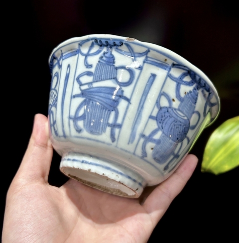 古玩陶瓷萬歷青花碗真品鑒賞圖