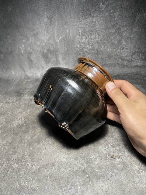 古玩陶瓷窯變黑釉高領罐真品鑒賞圖