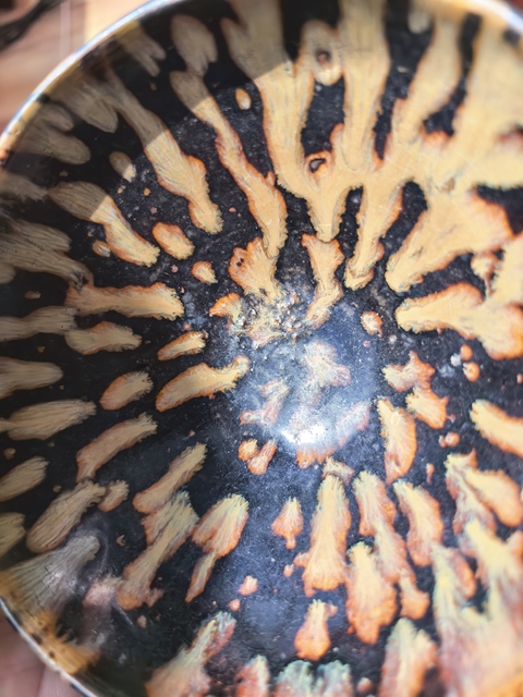 古玩陶瓷吉州窯虎皮斑紋茶盞，疑似有修真品鑒賞圖