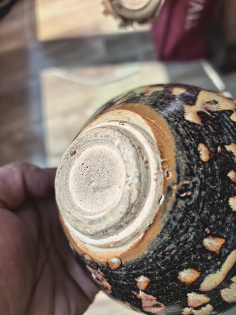 古玩陶瓷吉州窯虎皮斑紋茶盞，疑似有修真品鑒賞圖
