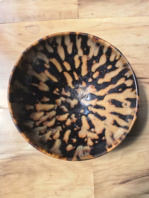 古玩陶瓷吉州窯虎皮斑紋茶盞，疑似有修真品鑒賞圖