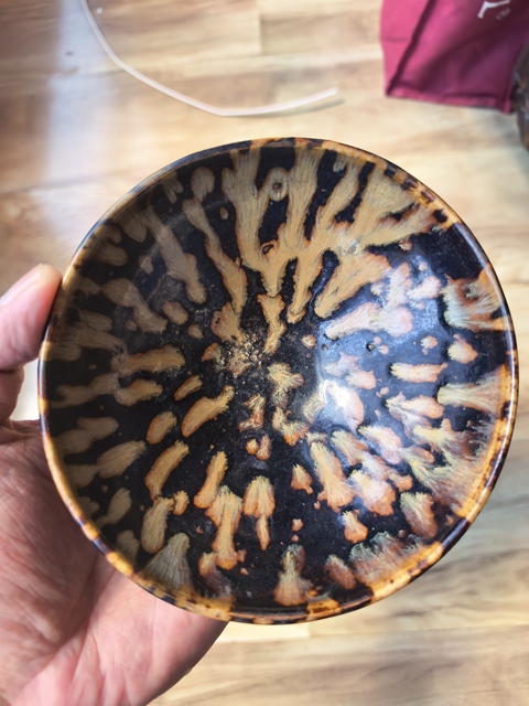 古玩陶瓷吉州窯虎皮斑紋茶盞，疑似有修真品鑒賞圖