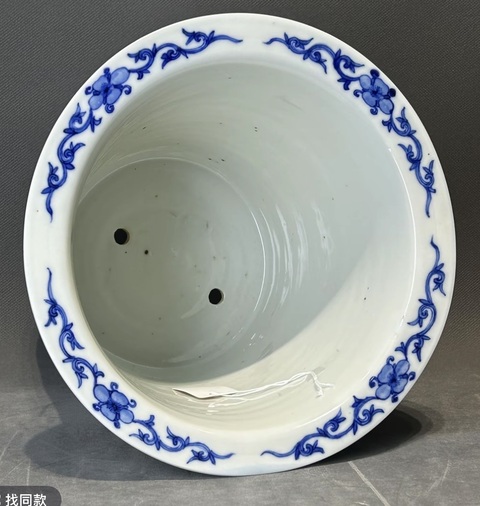 古玩陶瓷青花花盆真品鑒賞圖