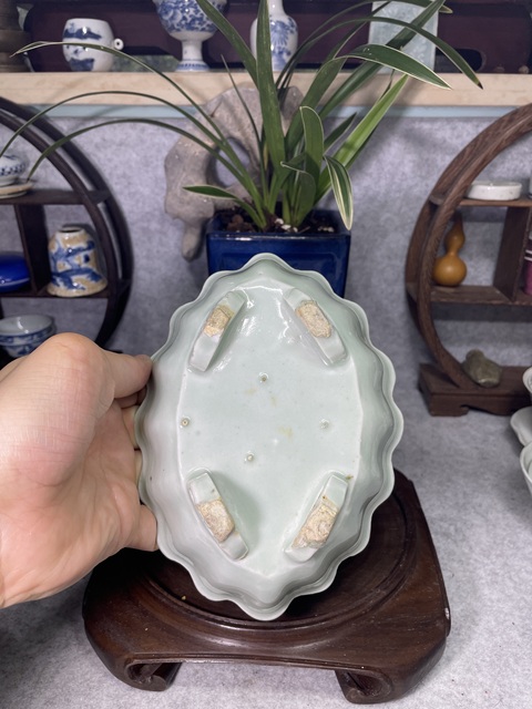 古玩陶瓷冬青釉水仙盆真品鑒賞圖