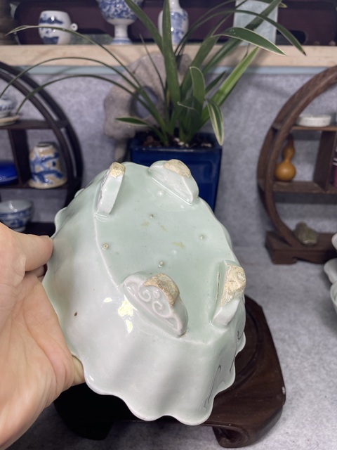 古玩陶瓷冬青釉水仙盆真品鑒賞圖