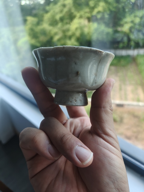 古玩陶瓷青白釉花口杯真品鑒賞圖