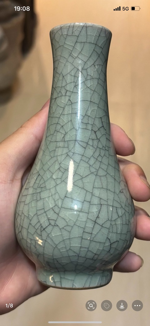 古玩陶瓷哥釉瓶真品鑒賞圖