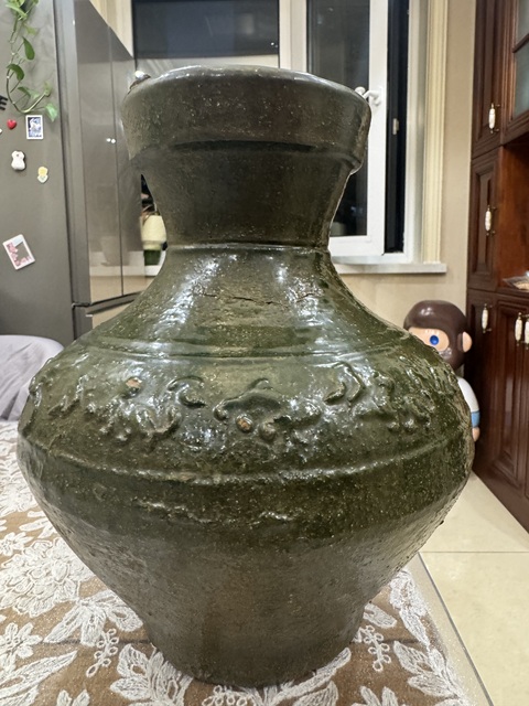 古玩陶瓷漢綠釉罐真品鑒賞圖