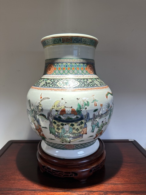古玩陶瓷五彩百子圖魚婁尊真品鑒賞圖