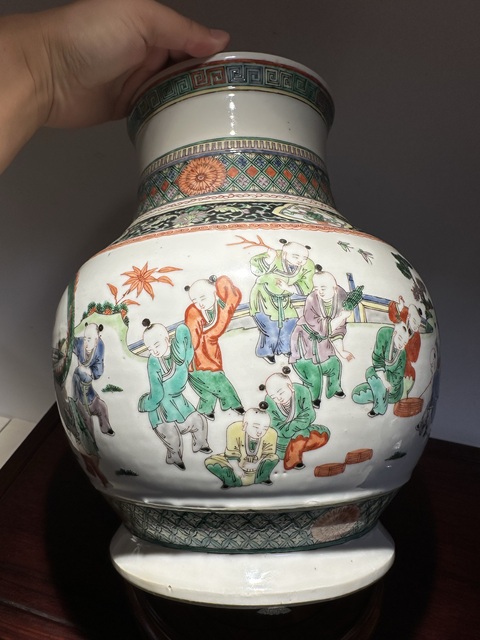 古玩陶瓷五彩百子圖魚婁尊真品鑒賞圖
