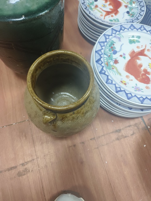 古玩陶瓷青釉圓圈紋雙系罐真品鑒賞圖