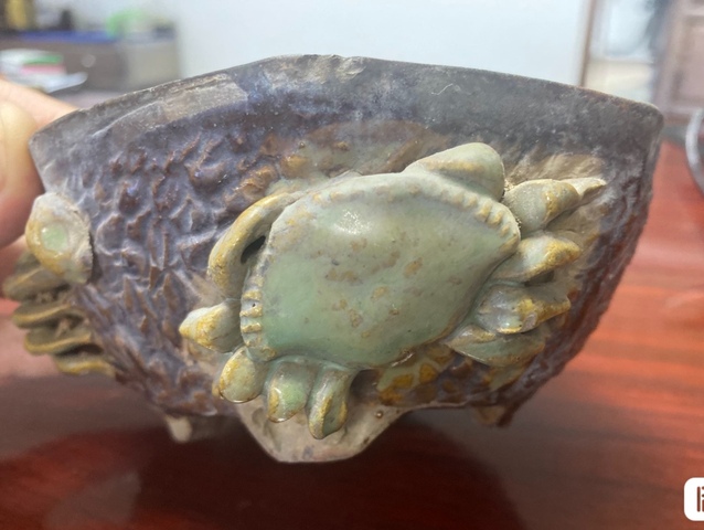 古玩陶瓷民國石灣窯水仙盆真品鑒賞圖