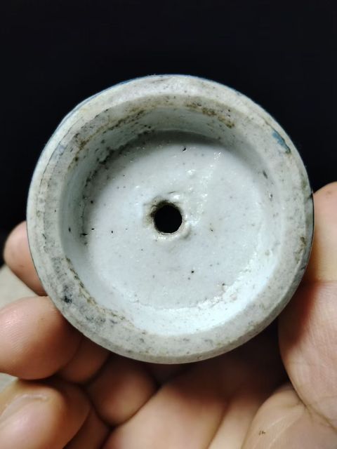 古玩陶瓷（全品）清中期青花奧秀書院燭臺鎮紙文房器拍賣，當前價格398元