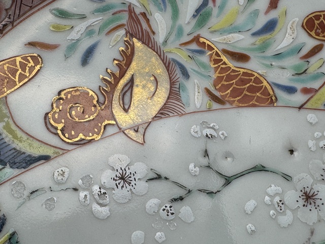 古玩陶瓷清雍乾·粉彩鳳凰花卉紋折沿盤拍賣，當前價格4880元