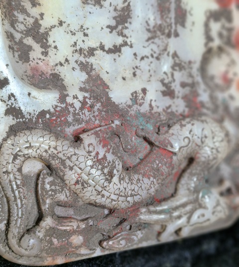 古玩玉器漢白玉做舊仿古硯真品鑒賞圖