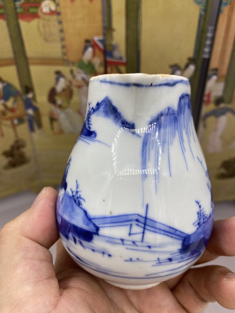 古玩陶瓷清康熙 青花山水人物紋執壺拍賣，當前價格4577元