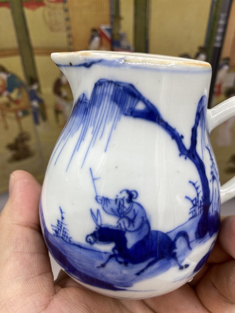 古玩陶瓷清康熙 青花山水人物紋執壺拍賣，當前價格4577元