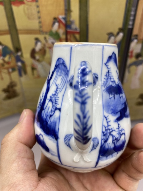 古玩陶瓷清康熙 青花山水人物紋執壺拍賣，當前價格4577元