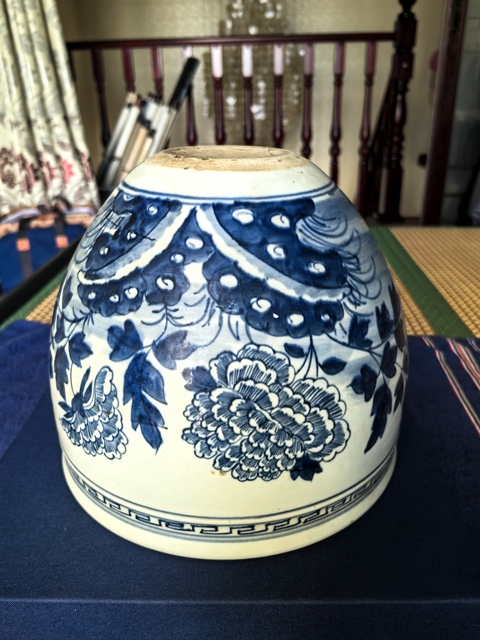 古玩陶瓷牡丹紋青花缸拍賣，當前價格800元