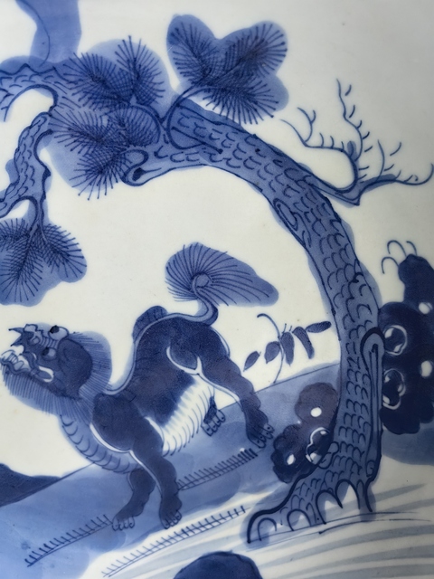 古玩陶瓷青花事事見喜圖盤真品鑒賞圖