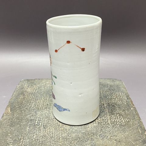 古玩陶瓷魁星點(diǎn)斗粉彩筆筒真品鑒賞圖
