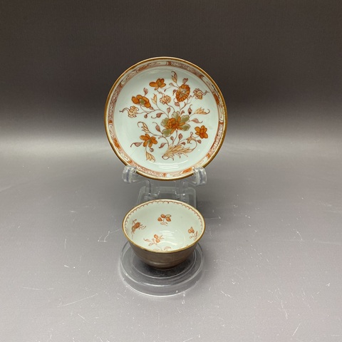 古玩陶瓷清康熙·外紫金釉內礬紅花卉·杯碟拍賣，當前價格2680元