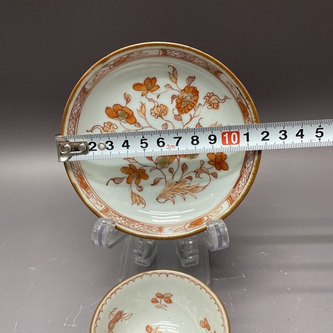 古玩陶瓷清康熙·外紫金釉內礬紅花卉·杯碟拍賣，當前價格2680元