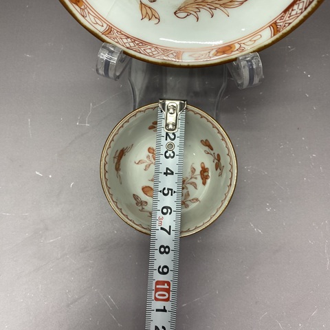 古玩陶瓷清康熙·外紫金釉內礬紅花卉·杯碟拍賣，當前價格2680元