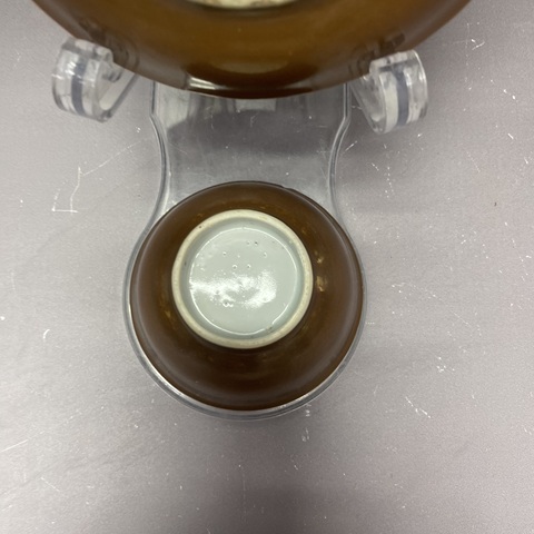 古玩陶瓷清康熙·外紫金釉內礬紅花卉·杯碟拍賣，當前價格2680元