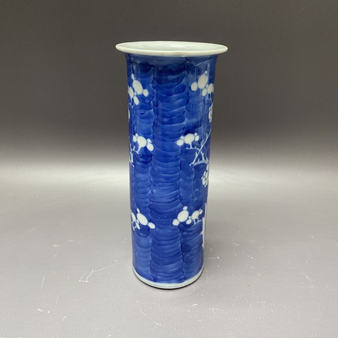古玩陶瓷青花留白冰梅紋花觚真品鑒賞圖
