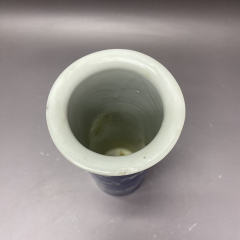 古玩陶瓷青花留白冰梅紋花觚真品鑒賞圖