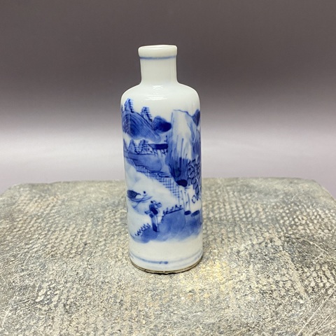 古玩陶瓷清晚期·攜琴訪友·青花鼻煙壺拍賣，當(dāng)前價(jià)格1980元