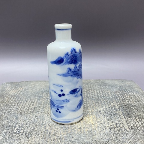 古玩陶瓷清晚期·攜琴訪友·青花鼻煙壺拍賣，當(dāng)前價(jià)格1980元