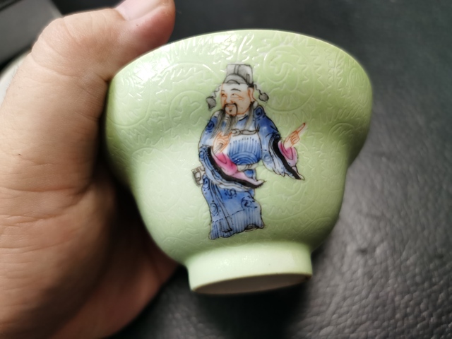 古玩陶瓷人物紋粉彩蓋碗拍賣，當前價格1500元