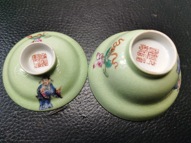 古玩陶瓷人物紋粉彩蓋碗拍賣，當前價格1500元