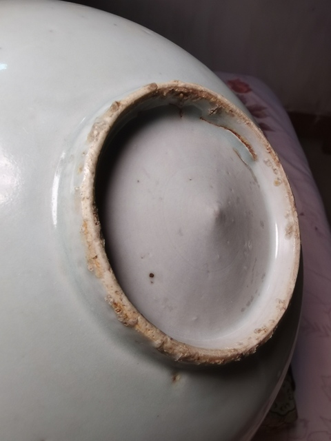 古玩陶瓷順治蕉葉詩文盤真品鑒賞圖