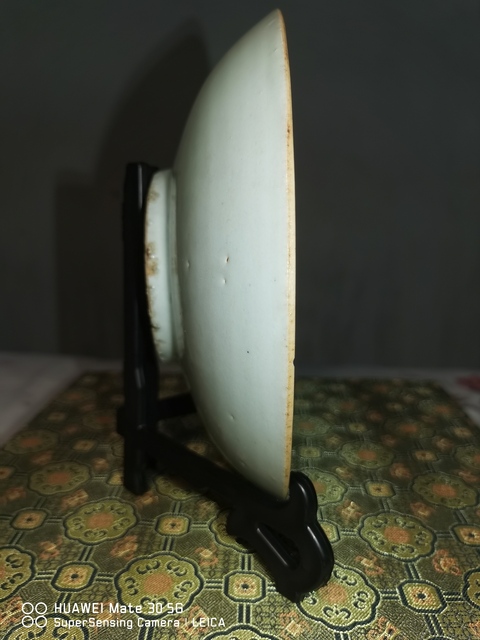 古玩陶瓷順治蕉葉詩文盤真品鑒賞圖